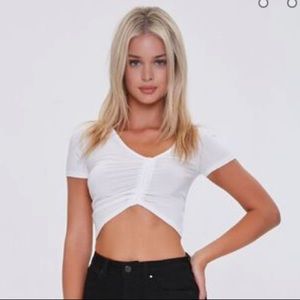 Ruched V-Neck Crop Top